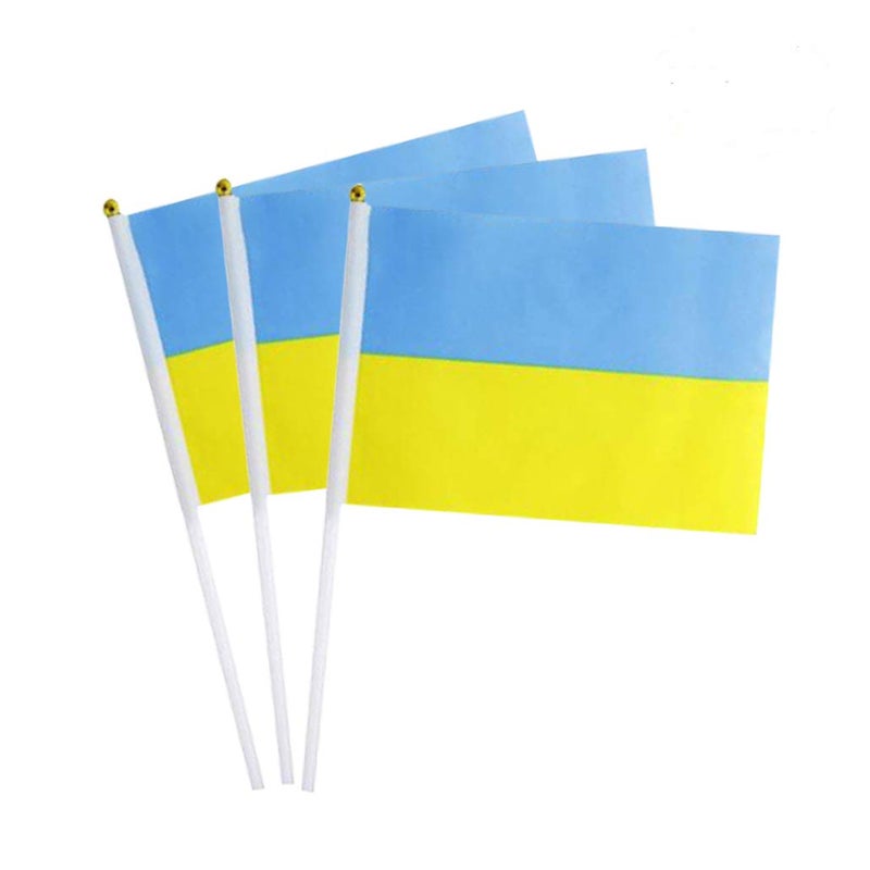 mflagperft Ukraine Flag Ukrainian Flag, Small Mini Handheld Ukraine Flags on Stick, Ideal for Party Parades Sports Events Patriotic Festival Decorations - Image 1